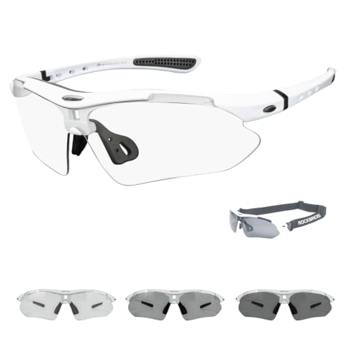 ROCKBROS Sports Photochromic Sunglasses Anti-Drop Pickleball Goggles, Detachable Temples & Strap for Cycling Running Ball (ANSI Z87.1) - image 1