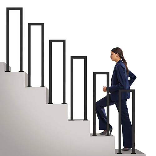 Handlauf, U-treppengeländer Außen, U-Geländer Außen, Raumspartreppe, Treppengeländer, Handlauf Treppe, Geländer Edelstahl für Villen, Balkone, Flure, Wohnungen, Einfach zu Montieren (85*20, Schwarz)