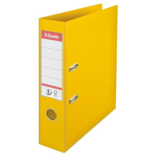 Esselte A4 Lever Arch File, Yellow, 72mm Spine, Plastic, Pack of 10, 811310, Dos de 75 mm