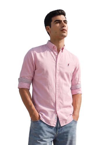 Image of Thomas Scott Men's Cricket Club Collection Classic Regular Fit Twill Shirt | 100% Cotton Long Sleeve Solid Shirt with Button Down Collar (Available in Plus Size)
