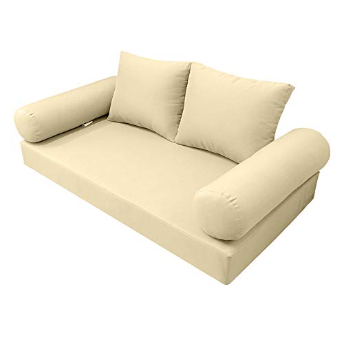 Prolinemax Style 1 - Mattress & Pillow Bolster Cushion for Outdoor Indoor Daybed Porch Swing Bed Knife Edge Twin Size AD103 | Covers ONLY |