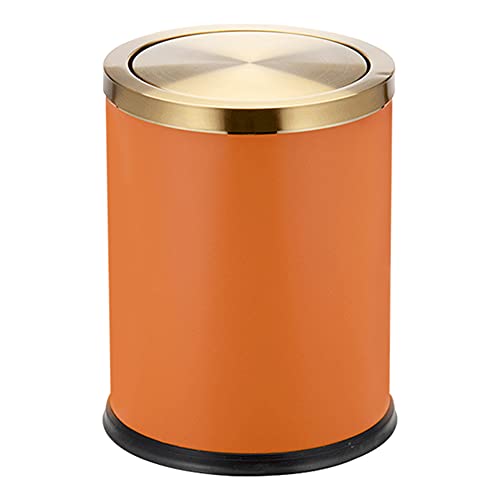 LEASYLIFE 15L 4gallon,Leather Trash can,Bathroom Garbage can with lid,Trash Can with Flipping Lid, Garbage cans for Kitchen，Living Room. Metallic Gold (Orange)