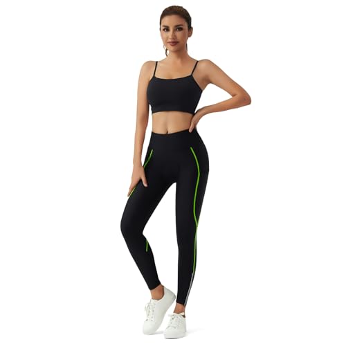beroy Women's Bike Pants 4D Padded Cycling Tights with Pockets GreenL XL by beroy - Image 5