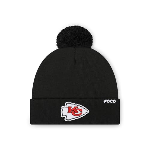 FOCO Kansas City Chiefs NFL Logo Basic Pom Beanie...