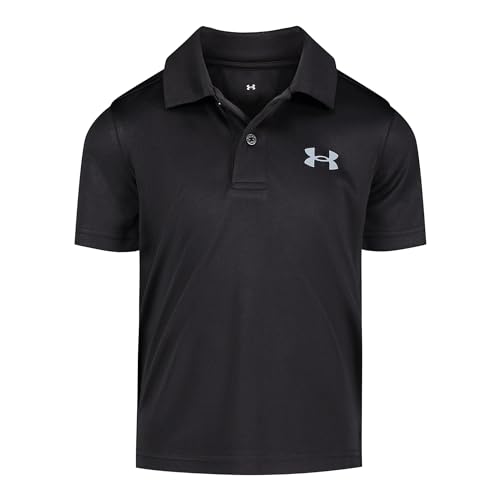 Under Armour Boys Matchplay Short Sleeve Golf Polo Lightweight Performance Stretch Logo Detailing Black Solid 4T