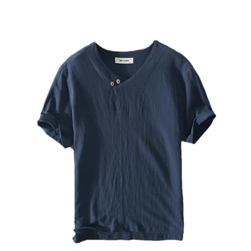 T-shirt Homme Coton et Lin anti-transpiration Col Rond Léger