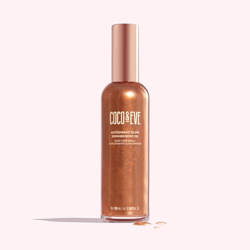 Coco & Eve Antioxidant Glow Shimmer Body Oil - Lightweight Skin Illuminator with Pearlescent Minerals, Natural Glitter, Antioxidants for Shimmering, Moisturizing and Healthy Glow (3.38 Fl Oz) - Image 3