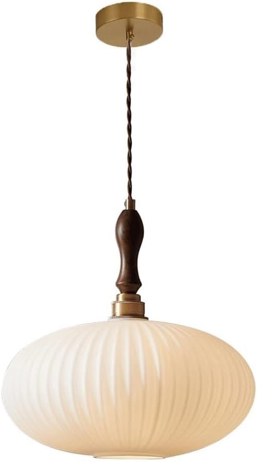 Suspension en laiton lanterne blanche luminaire verre douille E27 chic