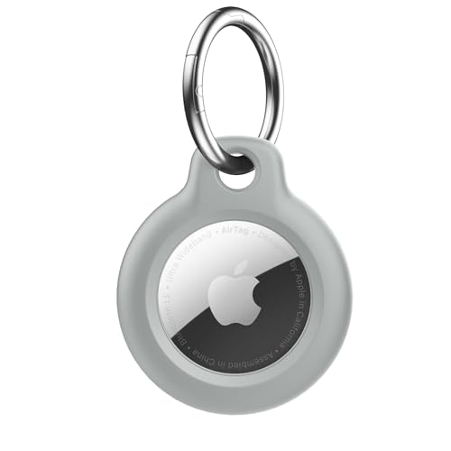 Image of Tobfit Air Tag Holder, Airtag Keychain Holder, Anti-Scratch, Twist Lock Design, Air tag Case with Metal Key Chain Ring - AirTag Accessory for Kids, Keys, Pets, Luggage, & More, Gray