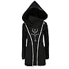 Keepink Hoodies for Women UK Loose Gothic Punk Long Sleeve Coat Ladies Jackets Full Zip Sweatshirt Halloween Witchcraft Hooded Outerwear Warm Cardigan Streetwear Plus Size 8-22 Sale #4