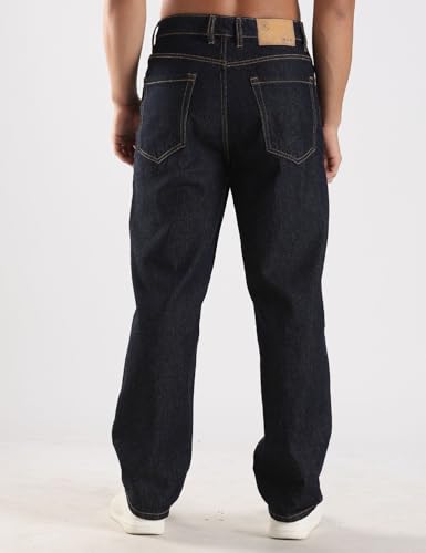 Image of INKD Men's Classic Relaxed Jeans - Mid-Rise | 100% Cotton | 5 Pocket Styling | Baggy Jeans for Man | Men's Bottomwear (Available in Plus Sizes)