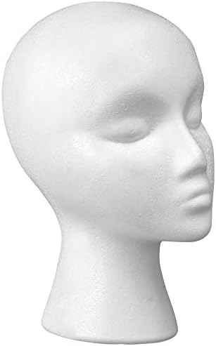 Cantor 12" Styrofoam Wig Head - Tall Female Foam Mannequin Wig Stand and Holder - Style, Model And Display Hair, Hats and Hairpieces - For Home, Salon and Travel