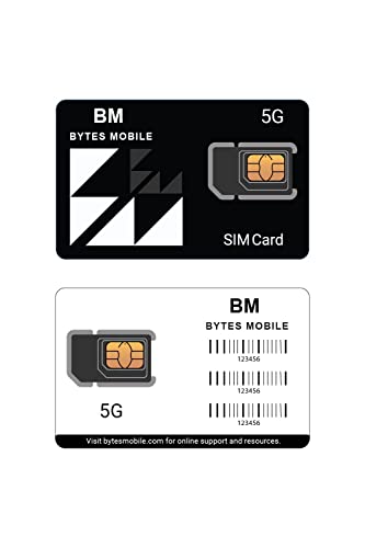 Bytes Mobile 5G SIM Kit | 3-in-1 5G SIM Card | Multiple Prepaid Plan Choices | Compatible and Unlocked Device Required | Talk, Text and 4G LTE, 5G or 5G HighQ Data