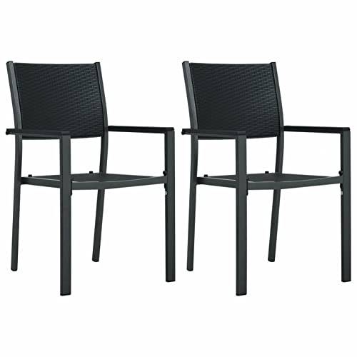 Xichuzi Sillas de jardín 2 Unidades, Sillas Terraza Exterior, Silla Playa Jardin, Sillas Exterior Jardin, Sillas Balcon, plástico con Aspecto de ratán Negro