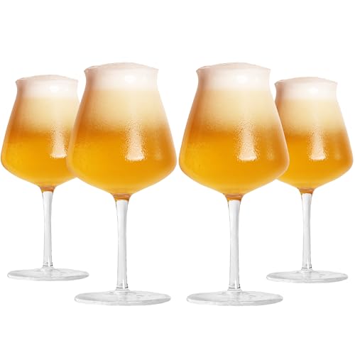 Image of Sipologie Teku Stemmed Beer Glass 400Ml, Set of 4- Enhances Aromas for A Refined Tasting Experience - Great Beer Mug for Gifting, Transparent