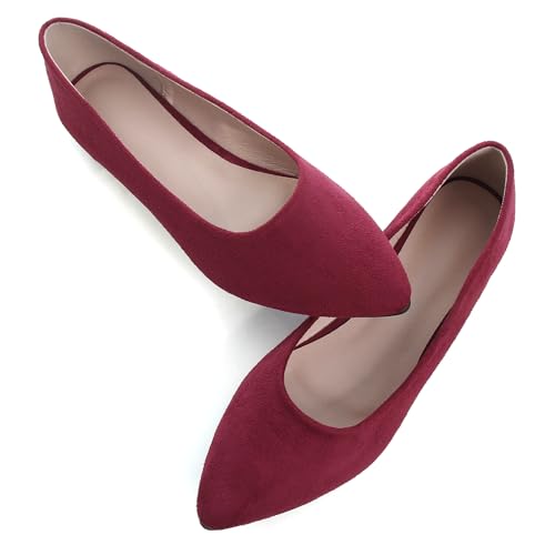 Image of Dear Time Women's Pointed Toe Ballet Flats Simple Casual Office Work Flats Slip-on Comfortable Shoes