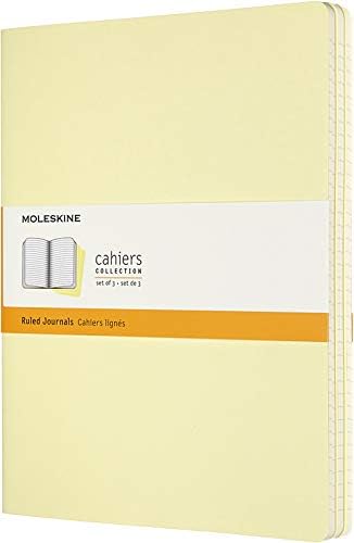 Moleskine Cahier Journal, Set 3 Notebooks with Ruled Pages, Cardboard Cover with Visible Cotton Stiching, Colour Brisk Blue, Pocket 9 x 14 cm, 64 Pages