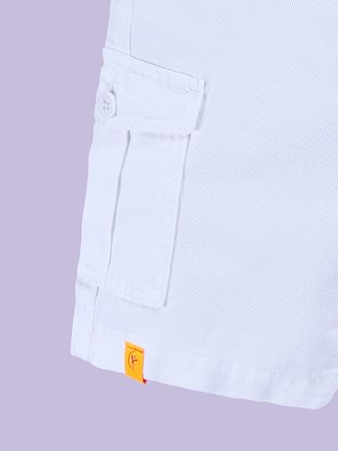 Image of KiddoPanti Boys Knee Length Cargo Denim Shorts with Flap Pockets & Button Closure Casual Wear