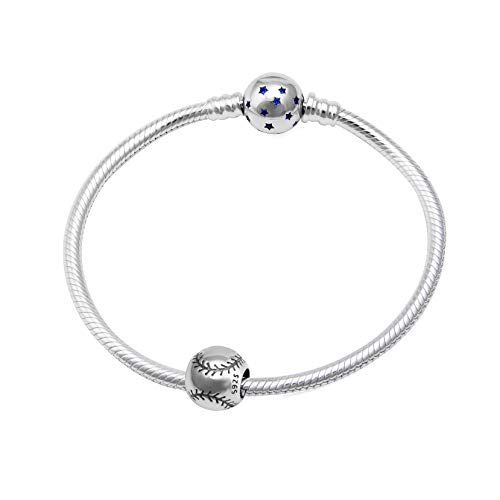 Love Ball Sports Charms 925 Sterling Silver Baseball Volleyball Beads Fits European Bracelet (Baseball) #TOP3