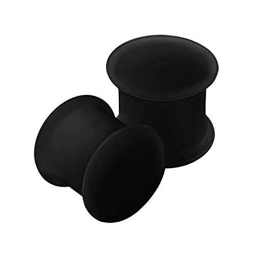 BanaVega 2PCS Silicone Black 00g 10mm Double Flared Saddle Earring Stretcher Ear Gauge Plug Earring Lobe Piercing Jewelry 2668