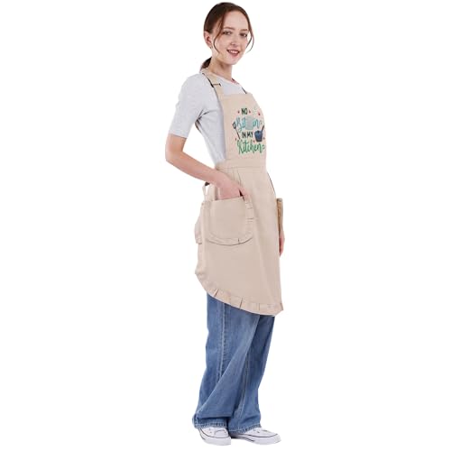 Fairy's Gift Funny Cooking Aprons for Women, Cute Embroidered Womens Kitchen Apron w/Pockets for Cooking Baking, Galentines, Valentines Day Bday Baking Gifts for Mom Wife Grandma Baker Daughter Chef