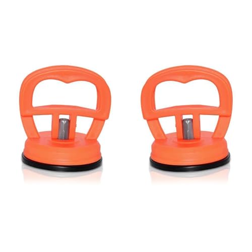 Orange 2 Pack Small Suction Cups, Heavy Duty Car Dent Puller & Glass Lifter, 5.7CM Dual-Purpose Dent Removal Tool for Car Repair, Furniture, Tiles, Windows (2 Suction Pads)
