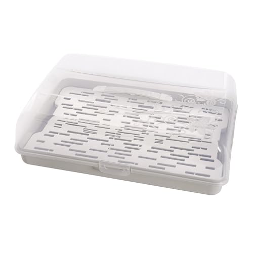 BranQ - Home essential Récipient à gâteau rectangulaire en plastique (PP), avec couvercle haut, poignée de transport pratique et récipient à gelée, sans...