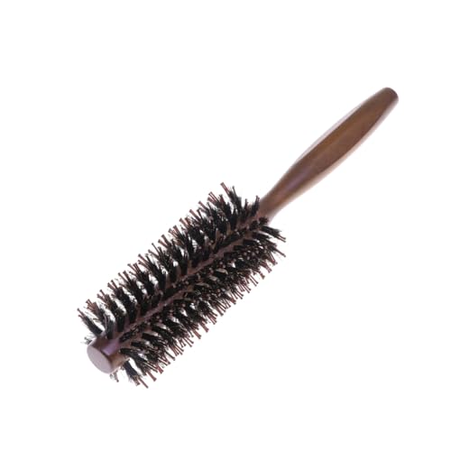 AUTSUPPL Peine Rizador De Cerdas De Cerdo Ondulado Desenredar Cepillo De Cabello De Cerdas Redondas Natural Cepillo De Pelo Redondo Peine Enrollable Para Rizos Detangling Marrón De Madera