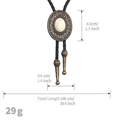 Image of Jeilwiy Bolo Tie for Men Western Cowboy Tie Necklace Gold Bolo Tie Leather Necktie Halloween Tie Accessories for Women