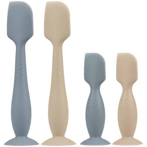 Image of Baby Butt Paste Spatula - 4 Pack Diaper Cream Spatula Applicator Silicone Baby Butt Paste Spatula for Babies, Newborn, 2 x Large Size, 2 x Small Size (Ether/Sand)