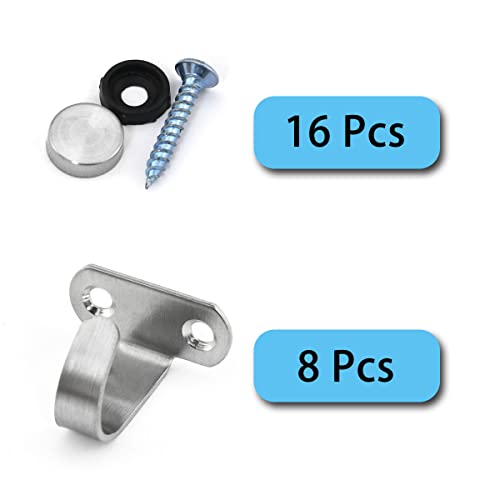 Dghaop 8Pcs Stainless Steel Screw Mounted Ceiling Hooks With Screws, Under-Shelf Towel/Robe Clothes Hook Heavy Duty Coat Hook Hanger, Silver Tone #TOP2