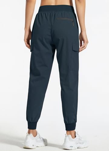 Libin Damen Cargohose Jogginghose Leichter Trekkinghose Wanderhose Schnelltrocken Wasserdicht Outdoorhose Sportlich Freizeit Reise, Marineblau, M