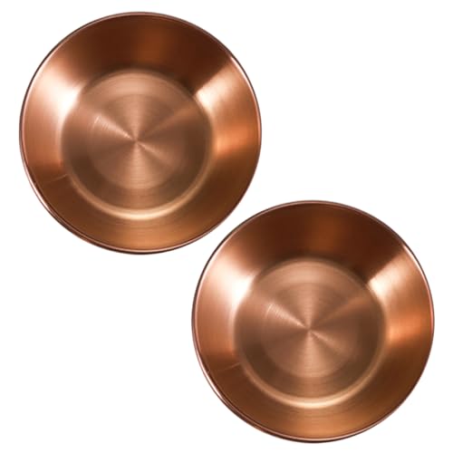 VINTORKY 2pcs Seasoning Dish Food Tray Spices Mini Appetizer Plates Dipping Plate Sauce Dish for Pinch Bowls Seasonings Flavor Dish Kitchen Sauce Dish Mini Sauce Dish Golden Stainless Steel