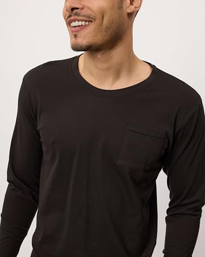 Real Essentials 3 Pack: Men's Cotton Performance Long Sleeve Crew Neck Pocket T-Shirt Athletic Top (Available in Big & Tall)4