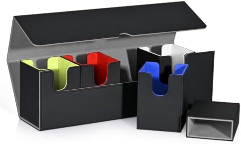 UAONO 5-in-1 Sammelkartenbox für MTG Commander, Mehrfarbig | 4 Deckboxen, 1 Würfel-/Spielsteinbox und abnehmbarer Deckel