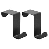 uxcell Over The Door Hooks,2pcs - Stainless Steel Door Hangers Hooks, S-Shaped Double Hooks for Hanging Clothes, Hats, Towels (Black)