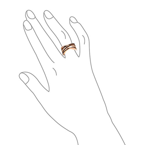 Bling Jewelry Crossover Statement Criss Cross Two Tone Brown Coffee Pave Aaa Cz Statement Band Ring For Women Rose Gold Plated Brass #TOP3