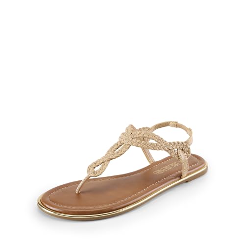 DREAM PAIRS Women's Flat Sandals Dressy Summer Stappy Comfortable Ankle Elastic T-Strap Beach Thong Sandals,Size 11,Nude,SDFS2406W by DREAM PAIRS - Used condition - US$28.77