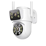 BELOH Cámara IP de vigilancia CCTV de 8 MP con WiFi, PTZ, Pantalla Dual, detección Humana for Exteriores, Seguimiento automático, Audio...