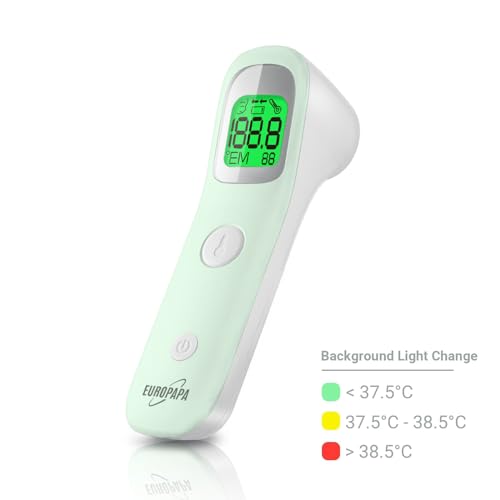 EUROPAPA Fieberthermometer für Baby Kinder Erwachsene, Infrarot Stirnthermometer mit Fieberalarm,...