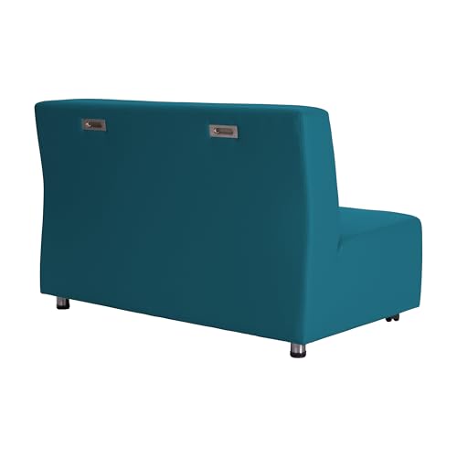 Image of FDP Pro Series Upholstered Armless Mobile Sofa with Locking Casters for Portability Commercial Seating for Hotel Lobby, Office, Restaurant, Waiting Room, Home - Teal