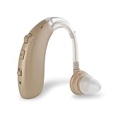 Discoball Wiederaufladbarer Sound Enhance Device, Digital Noise Cancelling Kopfhörer, Einstellbare Sprachverstärkung Kopfhörer für Senioren & Erwachsene (Beige, Ohne Bluetooth-Funktion)