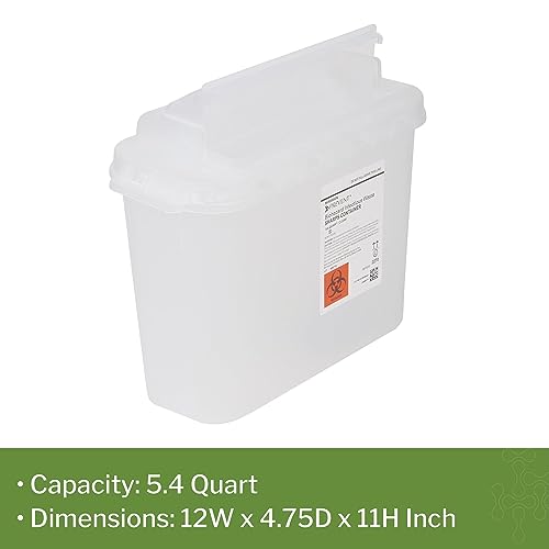 Mckesson Prevent Sharps Container - For Biohazard Infectious Waste - 11 In X 12 In X 4 3/4 In, 5.4 Qt, 1 Count #TOP3
