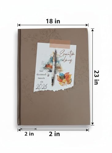 Image of TULMAN 2026 Diary Hardcover Design Everyday Notebooks (23 x 18 cm), Best for Study Planner, Personal Journal, Business Planning & Stationery Lovers - muted brown