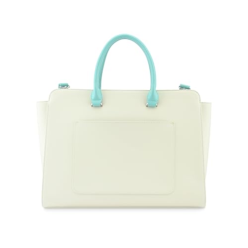 Image of Fastrack Chic Carry-All Laptop Tote | Faux-Leather Women's Handbags |15 inch Laptop Tote for Workwear and College, White