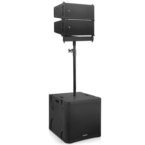 Sound Town ZETHUS Series Line Array Speaker System with Two Dual 6.5-inch Powered Line Speakers, One 18-inch Subwoofer, One Flying Frame and One Stand (ZS-A26X2-18S)