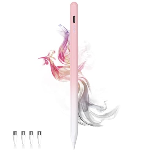 Stylus Pens for Touch Screens Power-Display Tablet Pen POM Tip Magnetic Digital Touch Pen Compatible with iPhone/iPad/Lenovo/and Other iOS/Android Smartphone and Tablet Devices (Gradient Pink)