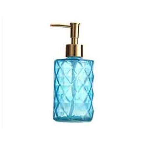 GEK208130 Dosificador de jabón Botella de loción de Vidrio de 330 ml con dispensador de jabón for el hogar, el Hotel y el baño, Transparente, Dispensador jabon baño(Blue)