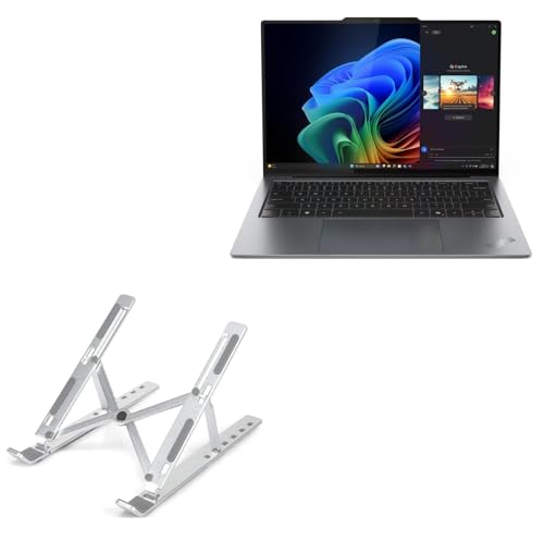BoxWave Stand and Mount Compatible with Lenovo ThinkPad X9 14 Aura Edition Intel (14 in) - Compact QuickSwitch Laptop Stand, Portable Multi Angle Viewing Foldable Riser - Metallic Silver