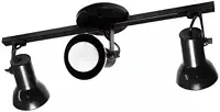 Luminária Spot Trilho Triplo 3 Sobrepor Direcionável E-27 Para Lâmpadas Led Bulbo(PRETO)
